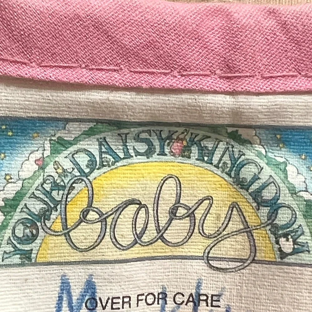 Vintage Daisy Kingdom Baby Quilt Teddy Bear Swan Pink Blue Nursery Blanket 40x35